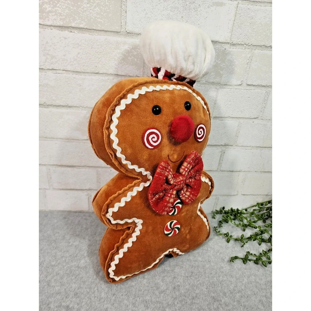 Gingerbread Man Boy Baker Plush Throw Pillow Christmas‎ Decor Peppermint 17